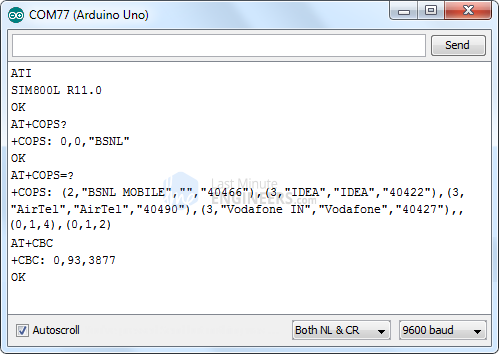 SIM800L GSM Module Network Connection AT Commands on Arduino