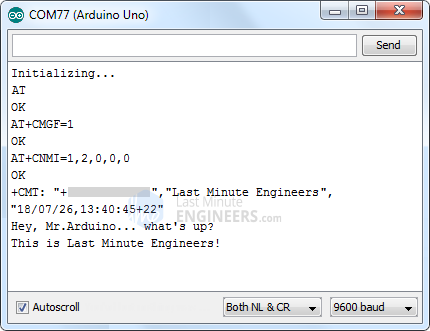 SIM800L GSM Module AT Commands for Reading SMS on Arduino